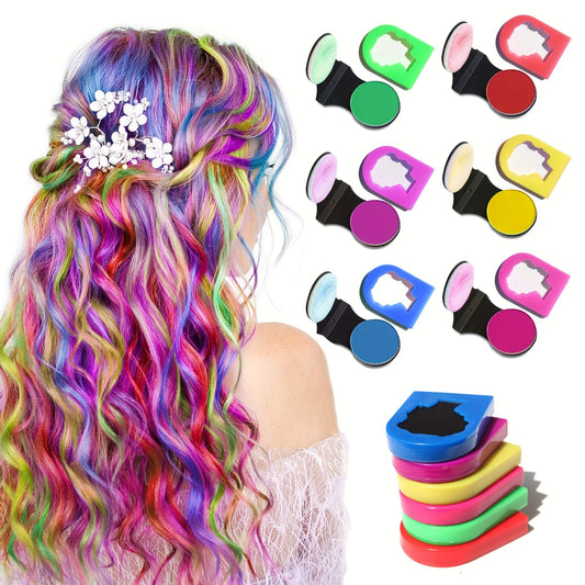 6pcs Washable Hair Chalk Set Non Sticky Temporary Colors for All Hair Types