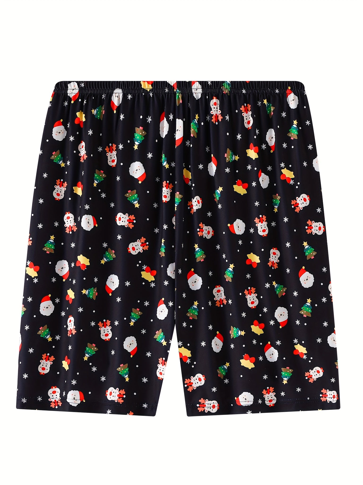  Christmas Sleepwear: Reindeer & Santa Claus Print High Stretch Shorts