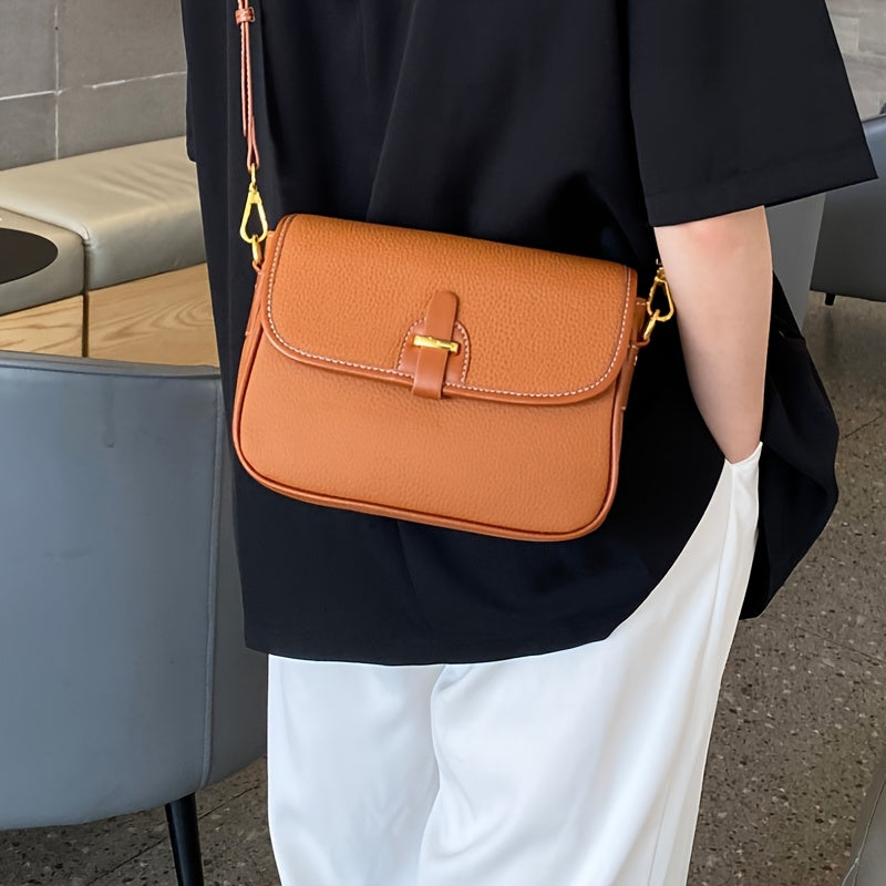 Stylish Beige & Brown Leather Crossbody Bag for Women