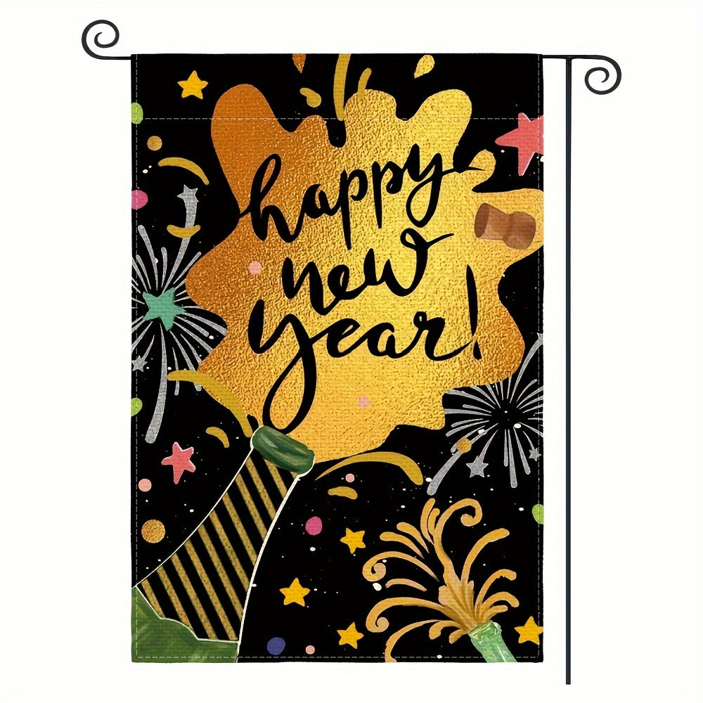 Happy Year Garden Flag Double-Sided Winter Yard Outdoor Decor Flag
