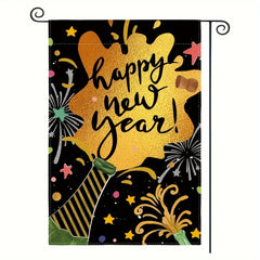Happy Year Garden Flag Double-Sided Winter Yard Outdoor Decor Flag