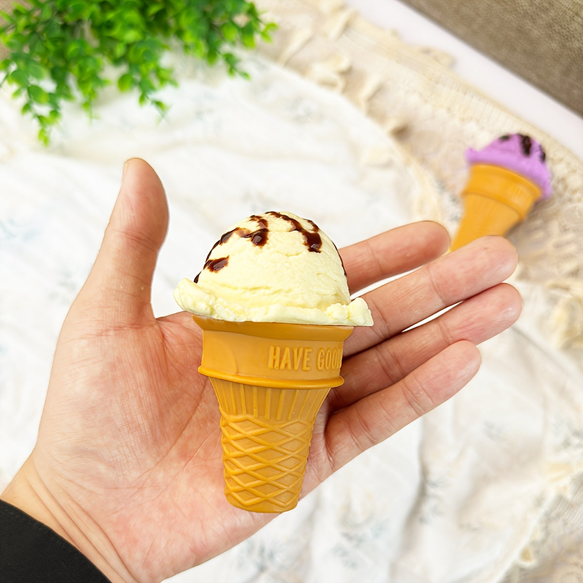 PVC Ice Cream Cone & Ball Set Assorted Flavors Toppings