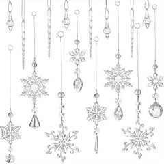 16pcs Christmas Snowflake Decorations Set Acrylic Icicle Ornaments