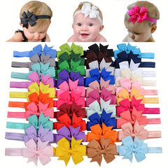 40pcs Soft Candy Bow Headbands for Newborn Toddler Infant Baby Girls