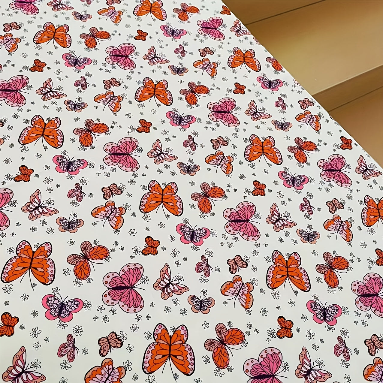 1 Yard Red Flower Pattern Fabric DIY Clothing Pants Dress