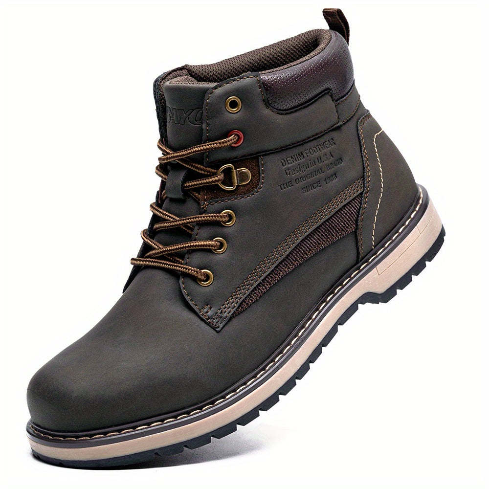 Men's Lace Up High Top Boots for Outdoor Walking