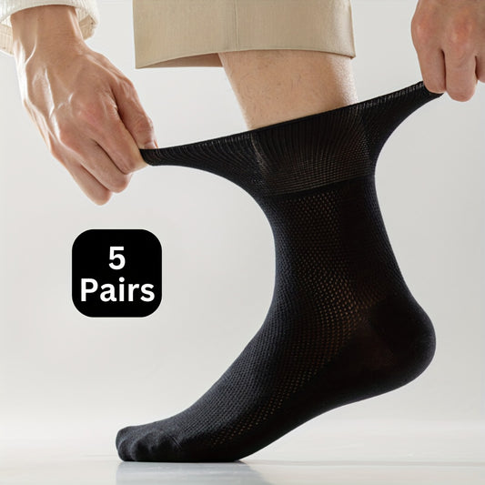 Breathable Mesh Socks 5 Pairs Unisex Loose Fitting Comfort Care Gift