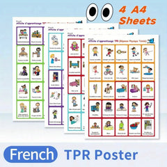 TPR French Learning Posters: 100 Key Phrases & Images - Kids & Beginners