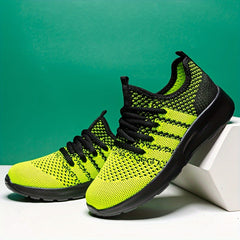 Boy's Knit Running Shoes Lace Up Comfy Sneakers