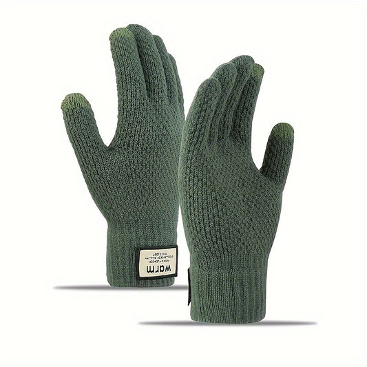 Men's Thick Windproof Knitted Gloves for Winter Outdoor Activities