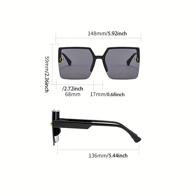 Oversized Rimless Square Sunglasses Gradient Lens UV400