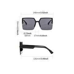 Oversized Rimless Square Sunglasses Gradient Lens UV400