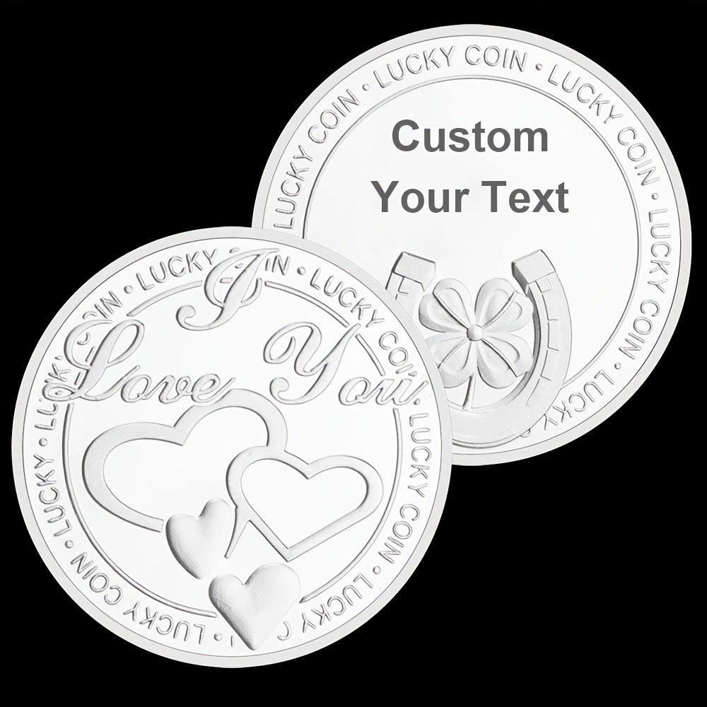 Custom Engraved I Love You Lucky Coin Golden Plated Anniversary Gift