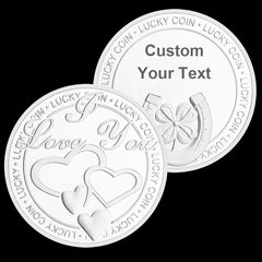 Custom Engraved I Love You Lucky Coin Golden Plated Anniversary Gift