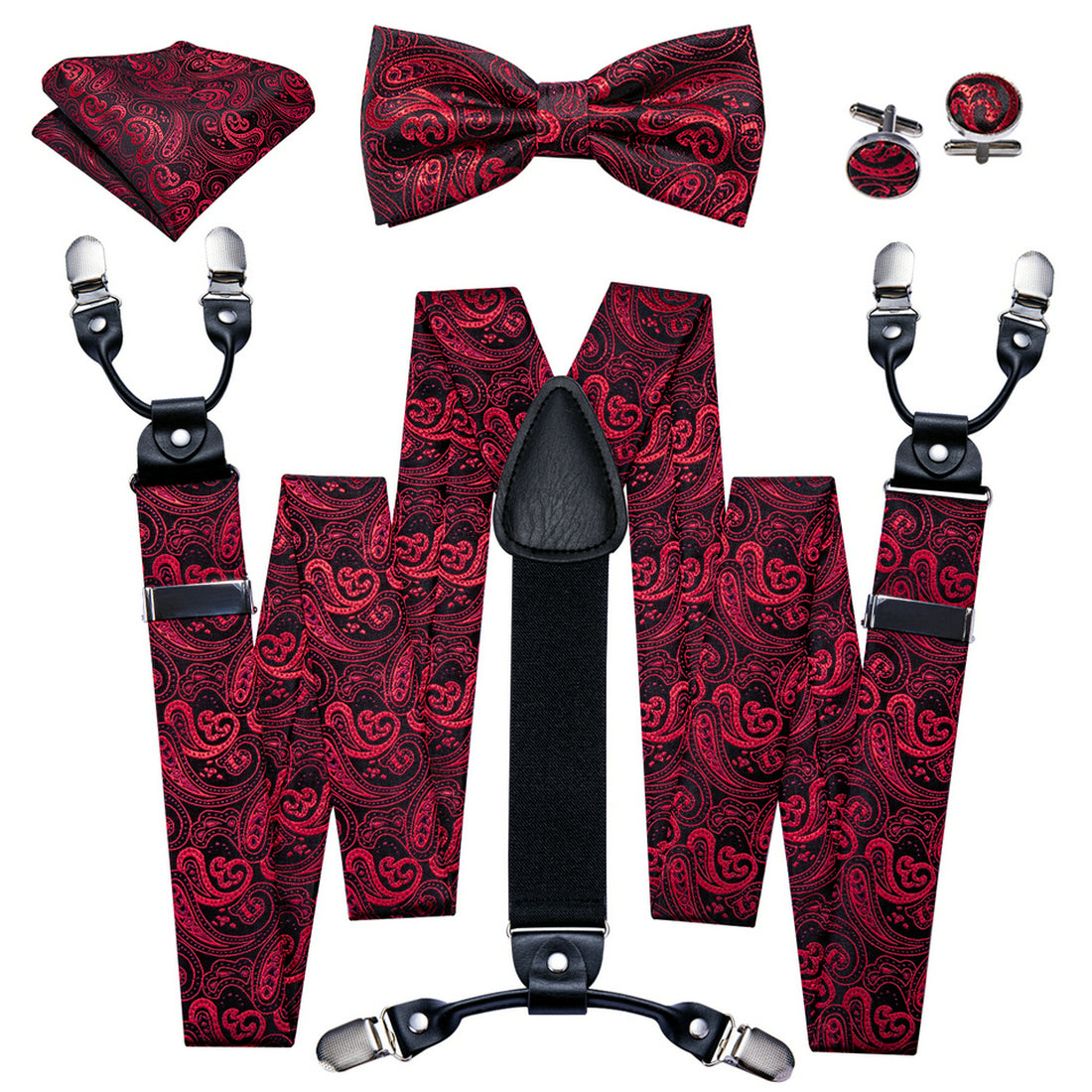 Barry Wang Men's Suspenders & Bowtie Set for Wedding Party Prom