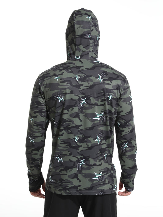 Men's UPF 50 Sun Protection Hooded Jacket Quick Dry Long Sleeve