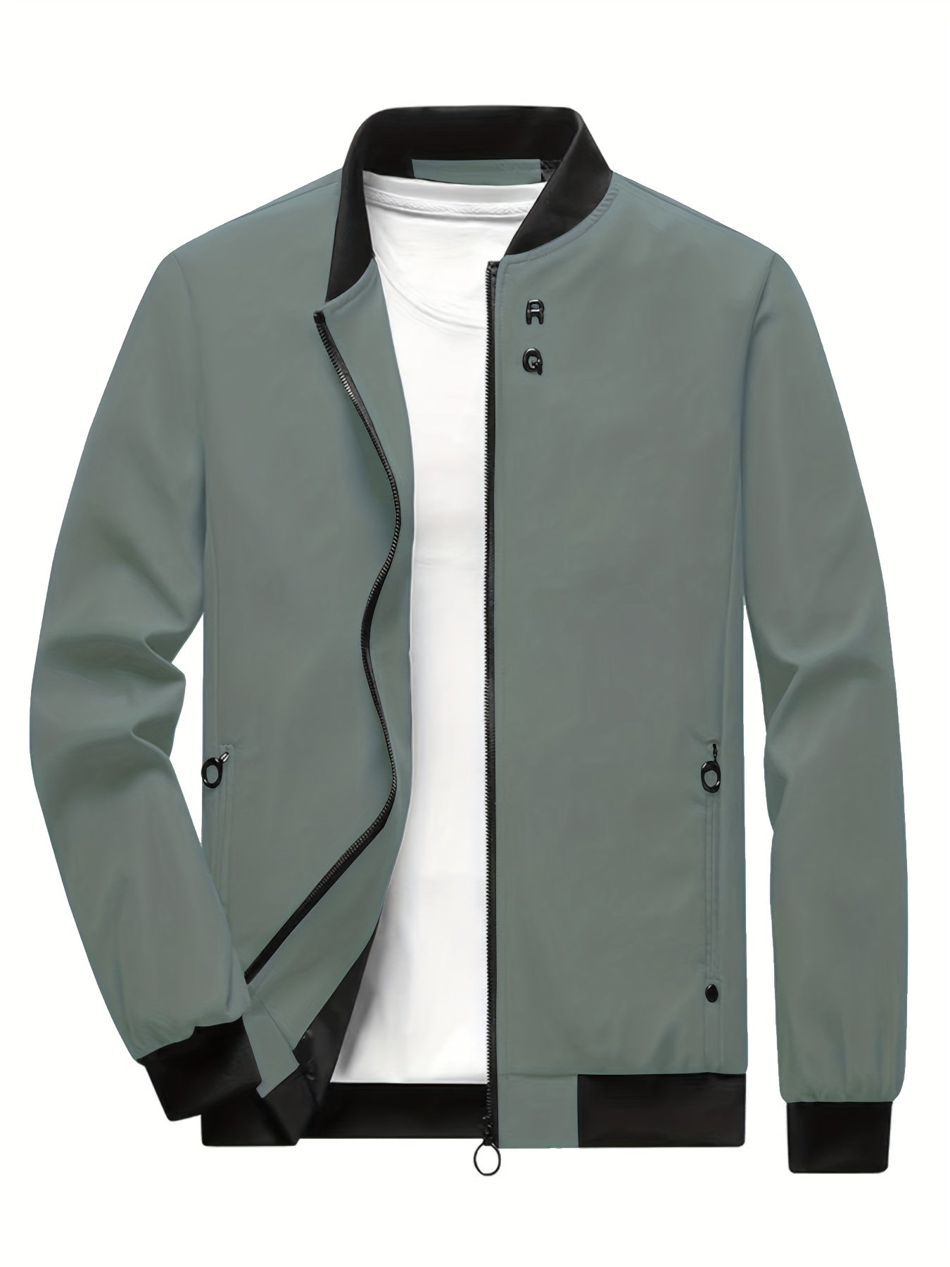 Men's Stand Collar Windbreaker Zip Up Jacket