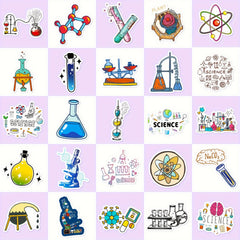 50pcs Science Stickers Chemistry Biology Physics Science Classroom Decor