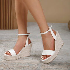 Women's Wedge Heeled Sandals Lightweight Ankle Strap Platform Heels Open Toe