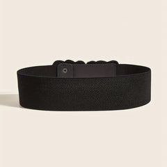 Wide Elastic Belt Double Row Rhinestone Flower Waistband
