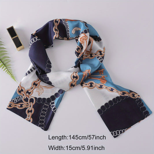 Chain Print Twilly Scarf Classic Silk Skinny Scarf