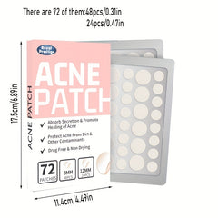 Acne Pimple Patch 72 Pcs Hydrocolloid Spot Stickers Vegan
