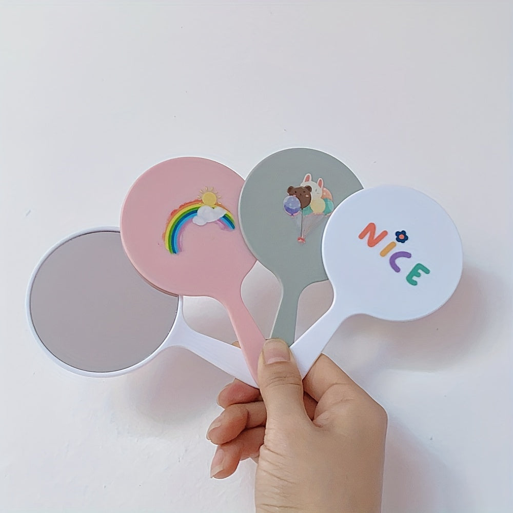 Cartoon Makeup Hand Mirror, Portable Cosmetic Touch up Mirror