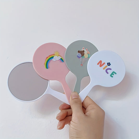 Cartoon Makeup Hand Mirror, Portable Cosmetic Touch up Mirror