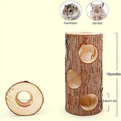 Wooden Hamster Toy Tunnel Tree Trunk Tooth Grinding Fun