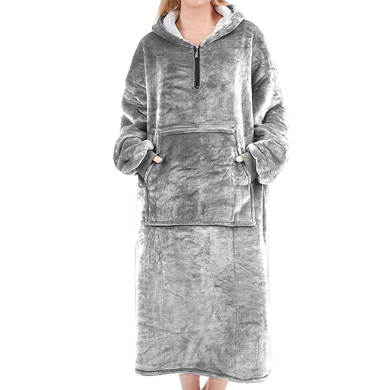 Plush Hooded Night Robe Warm & Soft Long Sleeve Lounge Robe Women's Sleepwear