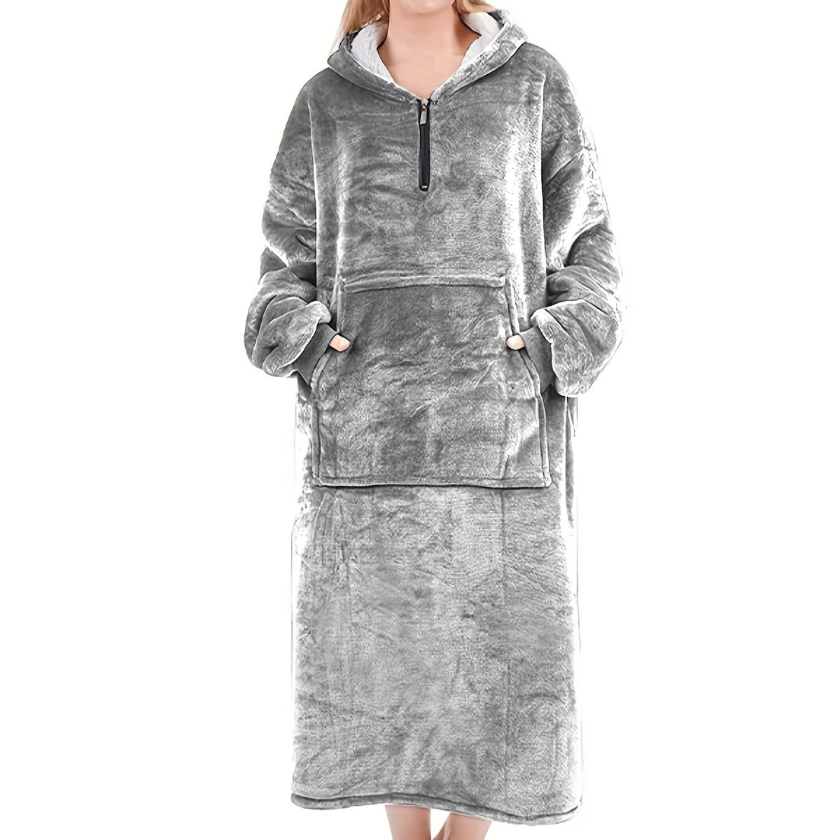 Plush Hooded Night Robe Warm & Soft Long Sleeve Lounge Robe Women's Sleepwear