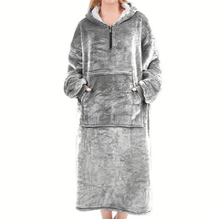 Plush Hooded Night Robe Warm & Soft Long Sleeve Lounge Robe Women's Sleepwear
