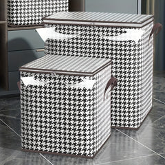 Large Capacity Houndstooth Clothes Quilt Storage Bag Non Woven Fabric