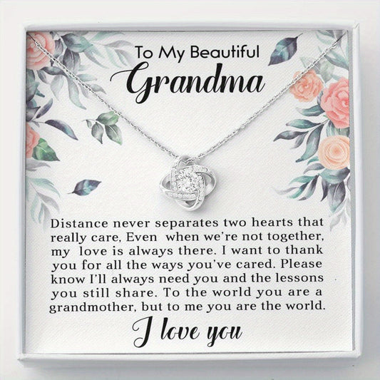 Rhinestone Pendant Necklace with Message Card for Grandma