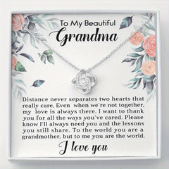 Rhinestone Pendant Necklace with Message Card for Grandma