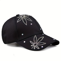 Leaf Pattern Baseball Cap Hat Rhinestone Dad Hat