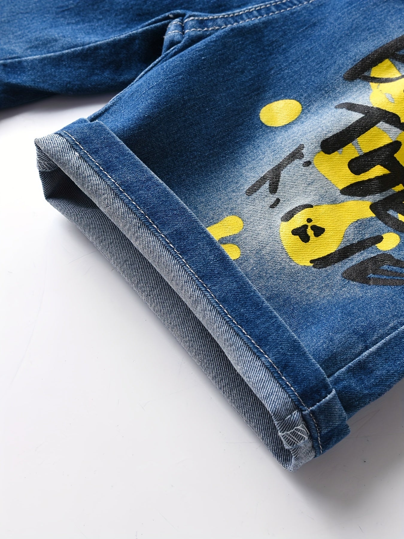 Boys Letter Graphic Denim Shorts Summer Cotton Clothes