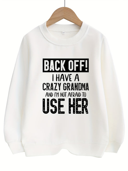 Girls Crazy Grandma Letter Graphic Crew Neck Sweatshirt Top