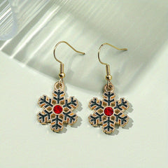 Christmas Snowflake Earrings with Artificial Diamond - Dripping Earrings