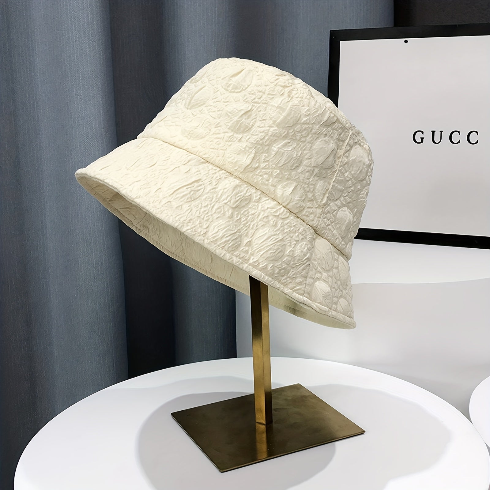 Chiffon Embossed Thin Bucket Hat Solid Breathable Sun Hat