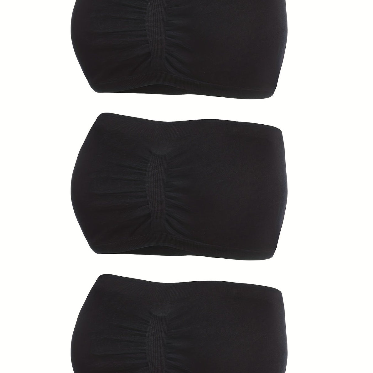 3pcs Strapless Bandeau Bras Soft Solid Stretch Bra Women's Lingerie