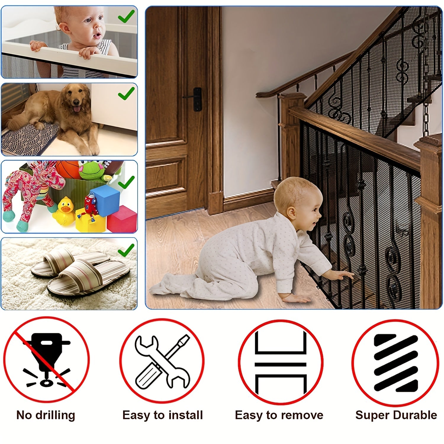 Stair Armrest Protective Net Baby Rail Safety Net Child Door Cover Balcony Net