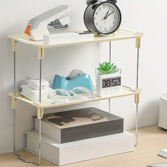 1pc Plastic Storage Rack Foldable Office Desktop Shelf