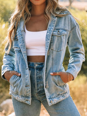 Ripped Long Sleeve Denim Jacket