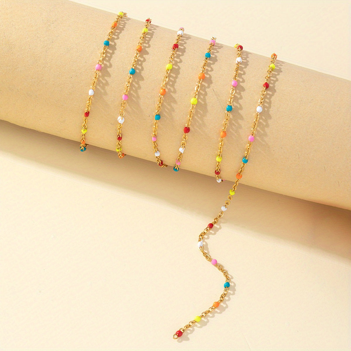 1pc 1M Colorful Drip Oil Chain Necklace Bracelet Waist Chain Red Stainless Steel