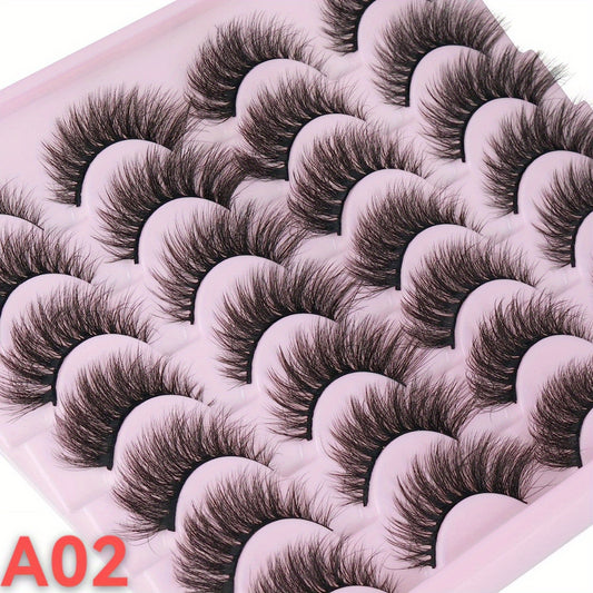 14 Pairs Faux Mink Lashes Natural Look False Eyelashes 5D Volume 16mm Wispy
