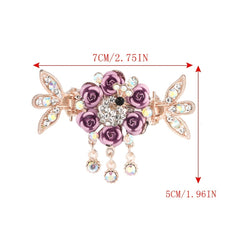 Rose Rhinestone Tassel Hair Clip Mixed Colors Girls Hairpins Clamps Crab