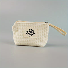 Waffle Lipstick Storage Bag Japanese Style Portable Wristlet Summer Flowers