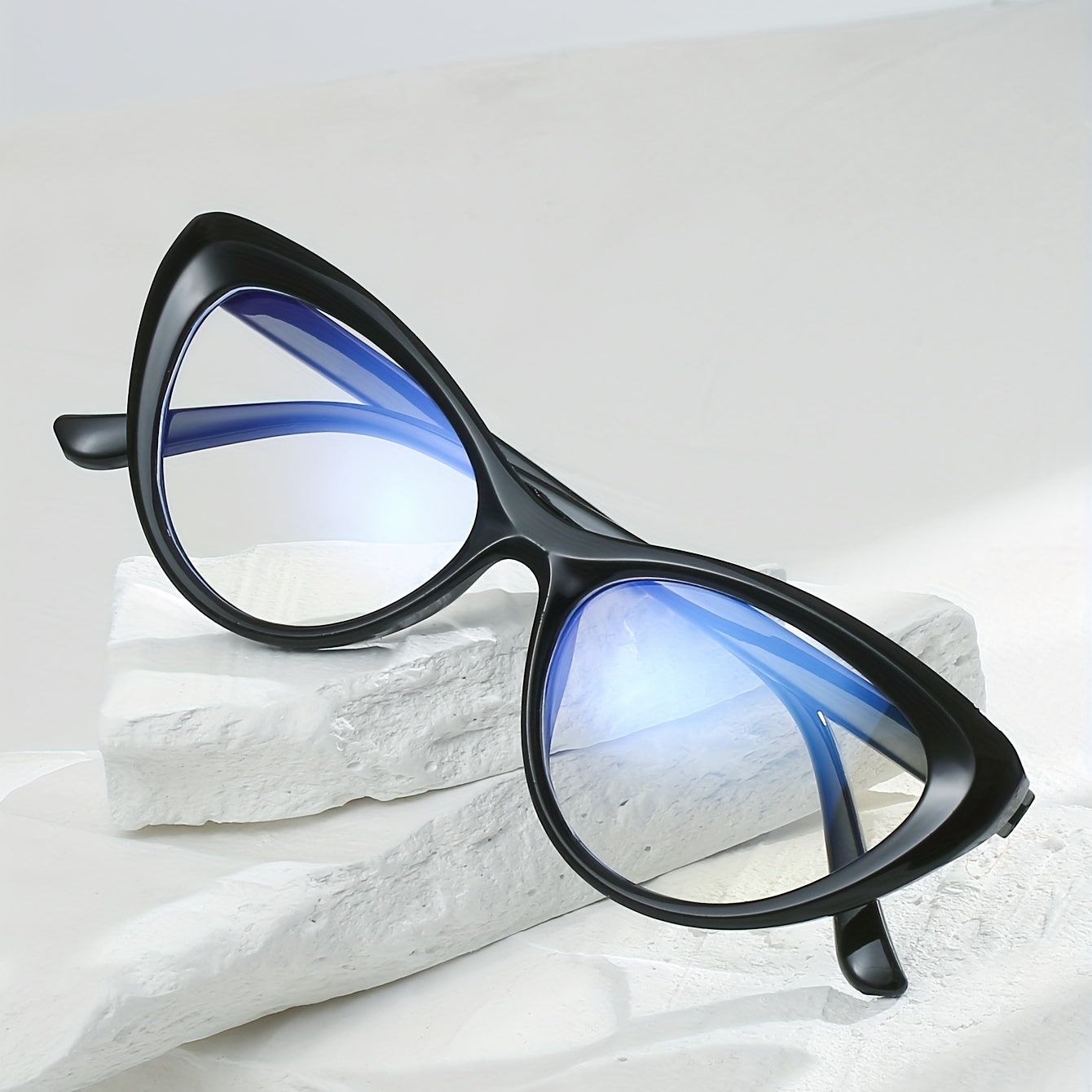 Cat Eye Clear Lens Glasses For Women - Triangle Anti Light Glasses