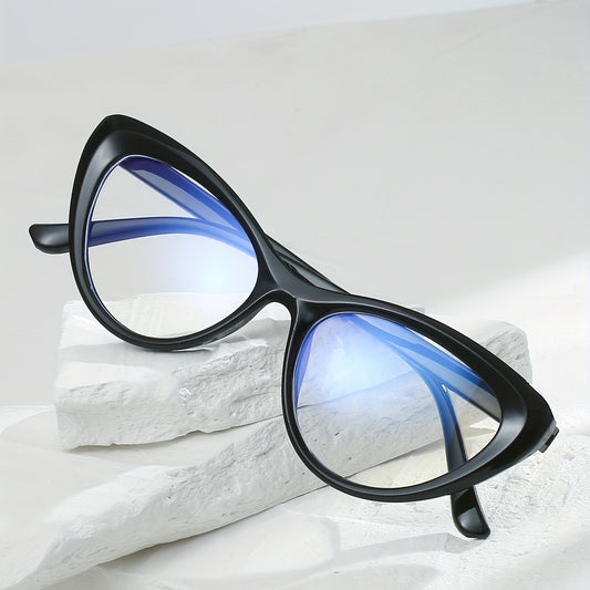 Cat Eye Clear Lens Glasses For Women - Triangle Anti Light Glasses